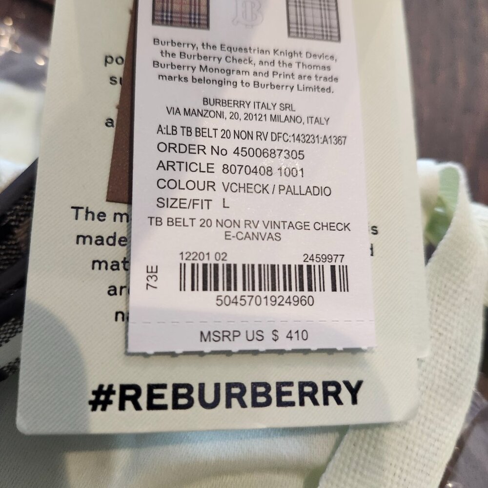 New Burberry Palladio check skinny belt - Picture 5 of 5